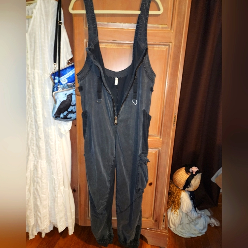Free People Fast Track Onesie Overalls Washed Black XL Sold Out…